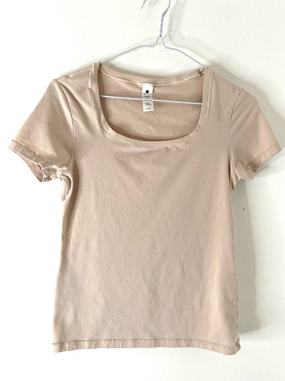 Yogalicious Airlite Pure Love Cream Cotton Stretch Scoop Neck T Shirt